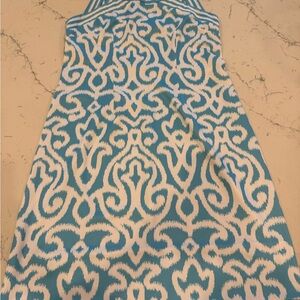 Gretchen Scott Designs Teal and White Patterned Mini Dress